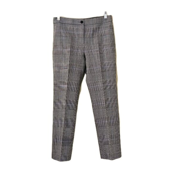 Theory Cardinal Trousers Womens 6 Gray Black Lavender Plaid Wool Stretch Cropped - Picture 1 of 15